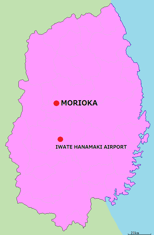 岩手県地図英語版空港